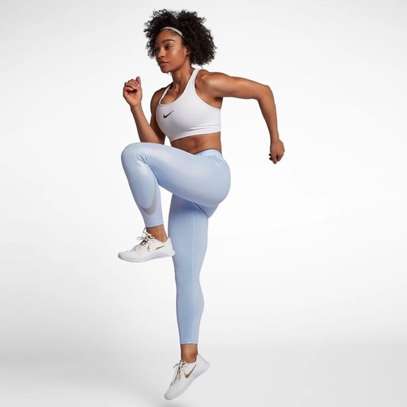 Nike Pro Light Blue Shimmer Leggings - Picture 1 of 8